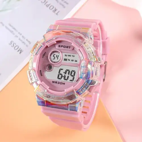 Reloj Deportivo Digital Redondo Tornasol Nude