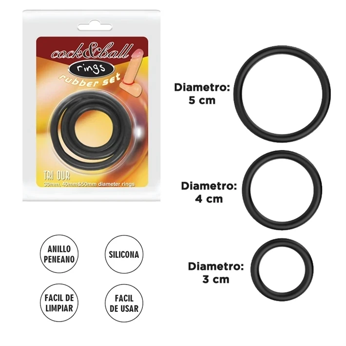 kit x3 Anillos de goma para pene