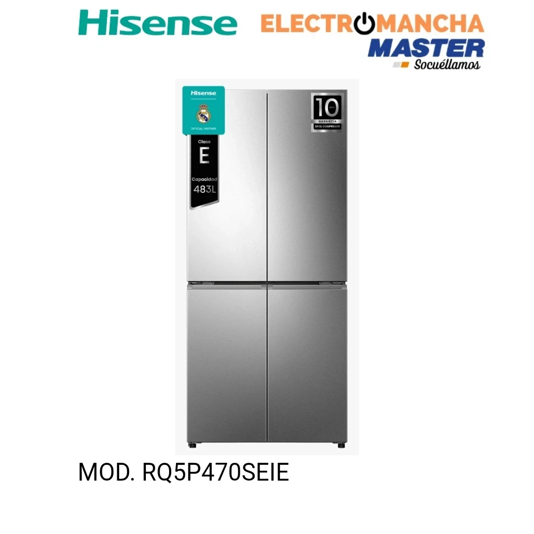 FRIGO AMERICANO HISENSE RQ5P470SEIE 4 PUERTAS INOX 483 LITROS E