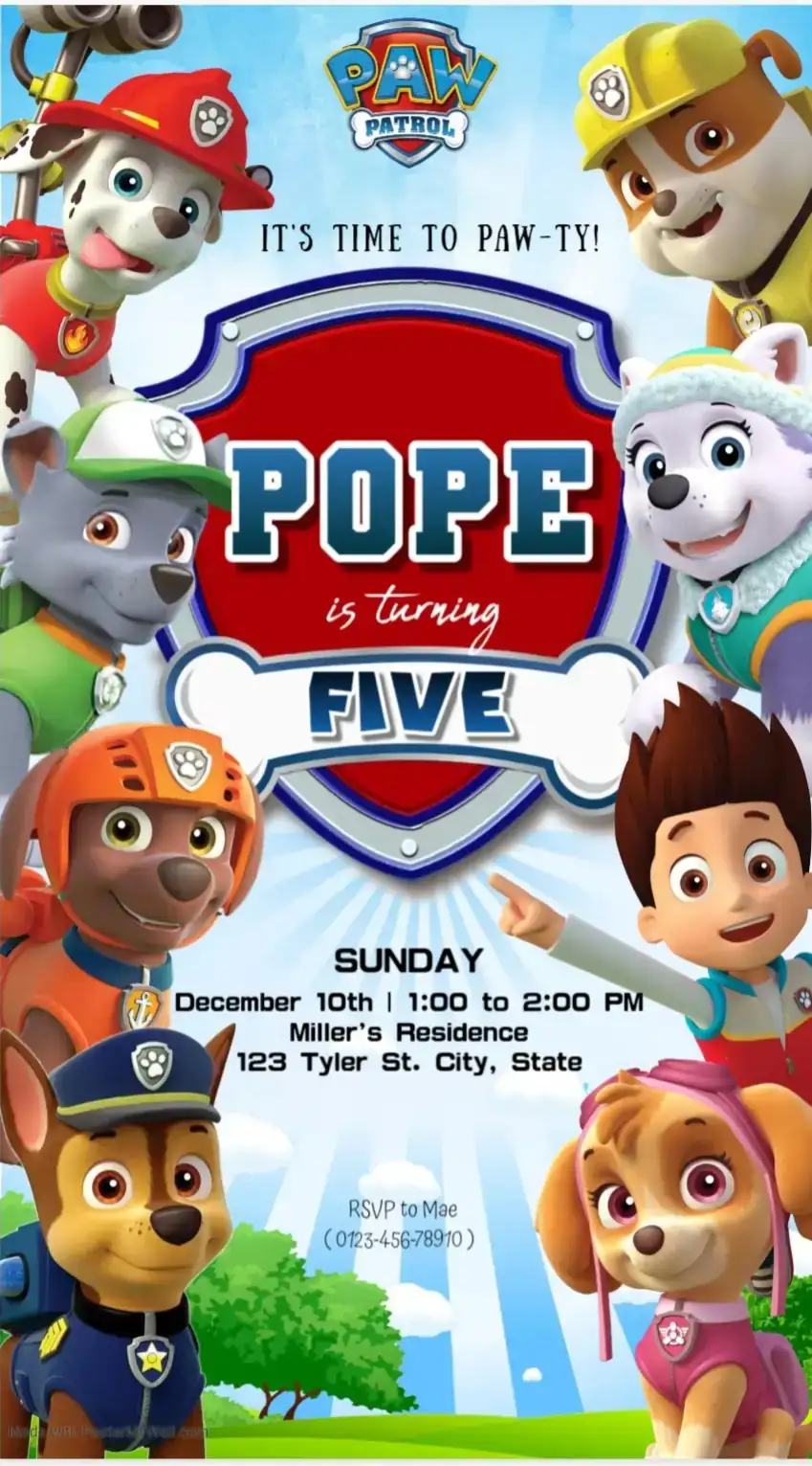 Invitación en video y estática de Paw Patrol 2