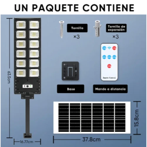 Lámpara Led Solares Focos 504led Para Exterior Suburbana Alumbrado Con Mando A Distancia Y Sensor De Movimiento 5