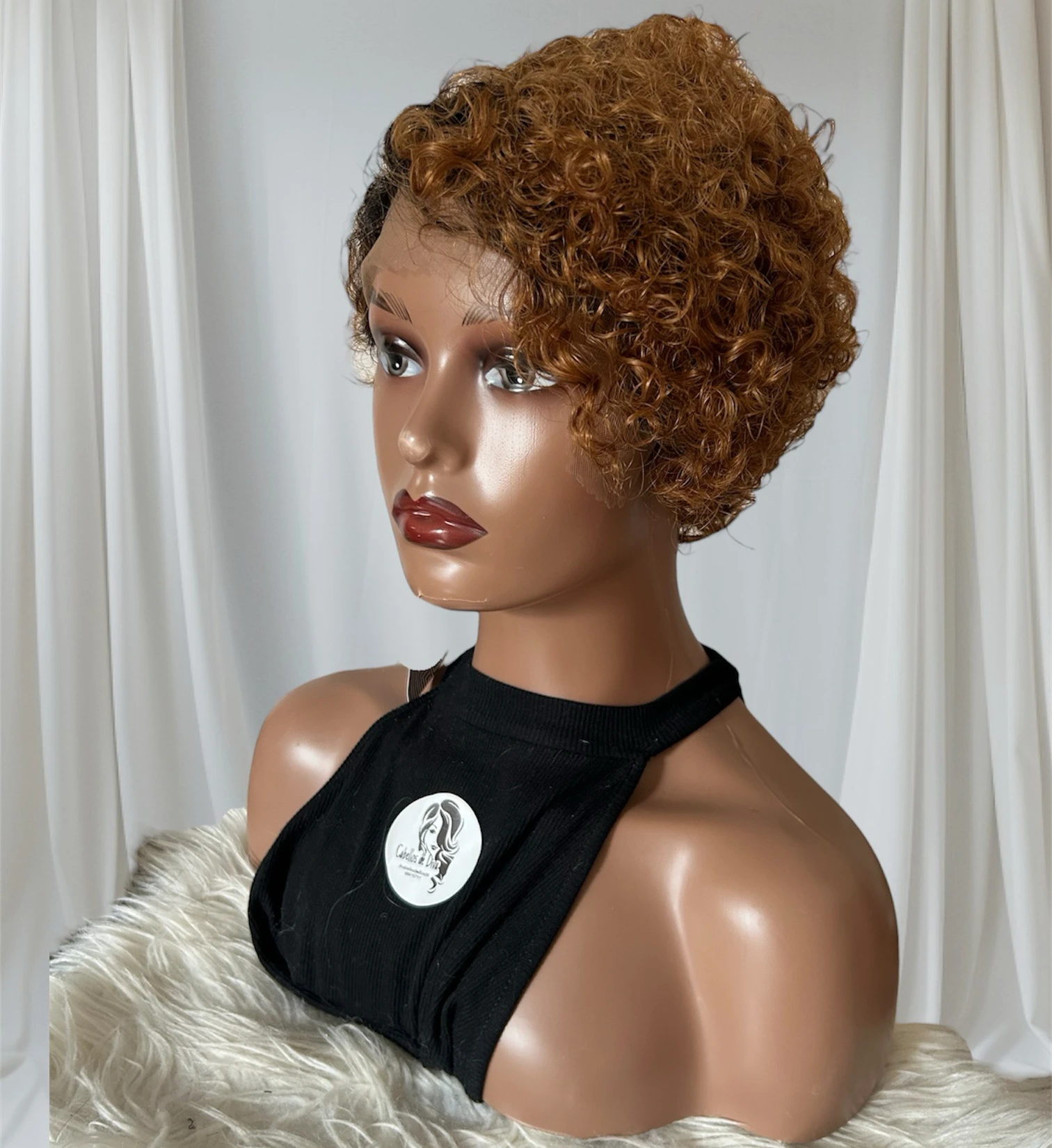 Peluca rizada 1b/30 pixie, frontal 13x1 de lado  3