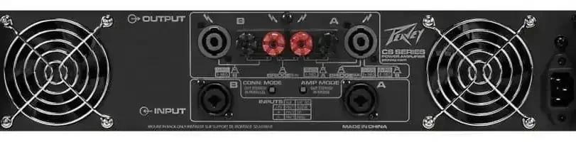 PODERES PEAVEY CS-3000 3000W  CARACTERISTICAS 2 ventiladores de velocidad variable dependientes de la temperatura  1550 vatios (RMS) por canal a 2 Ohmios  1065 vatios (RMS) por canal a 4 Ohmios  650 vatios por canal a 8 Ohms  3100 vatios a 4 ohmios en puente  2 AÑOS  de garantía  Amplificador de potencia estéreo de 2 espacios de rack con DDT ™️  Peso sin embalaje: 41,00 libras (18.597 kg)  Peso Embalado: 46,00 libras (20.865 kg)  Ancho de pic: 6 "(15,24 cm)  Altura Embalado: 22,5 "(57,15 cm)  Profundidad Embalado: 21 "(53,34 cm) 3
