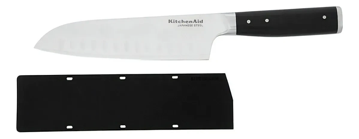 Cuchillo para cortar carne Santoku forjado de 7 peniques con funda de acero inoxidable Kitchenaid 2
