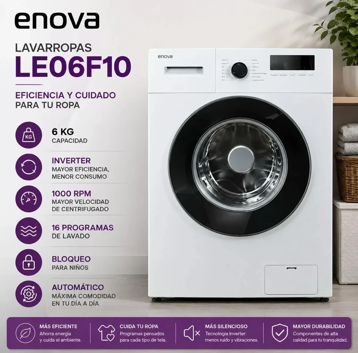 LAVARROPAS ENOVA 6kg INVERTER