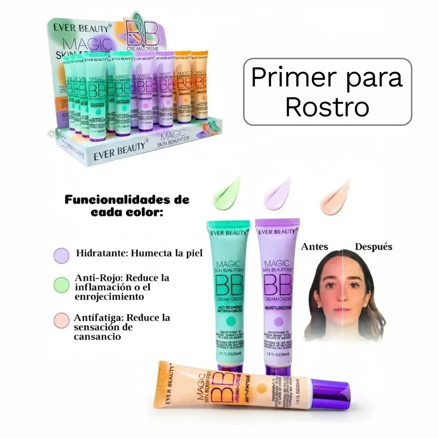 Set 3 Primer para Rostro 30ml c/u Ever Beauty 2