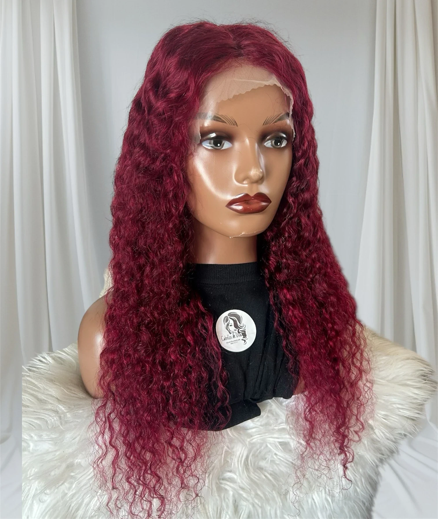 Peluca Rizada de 24 Pulgadas Cabello Humano 99j frontal lace  13x6  2