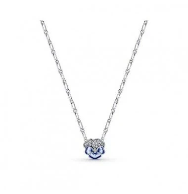 Collar Flor Pensamiento Azul