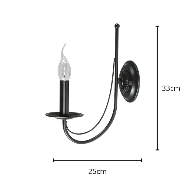 LAMPARA PARED NEGRA CANDELABRO 1L E24 4