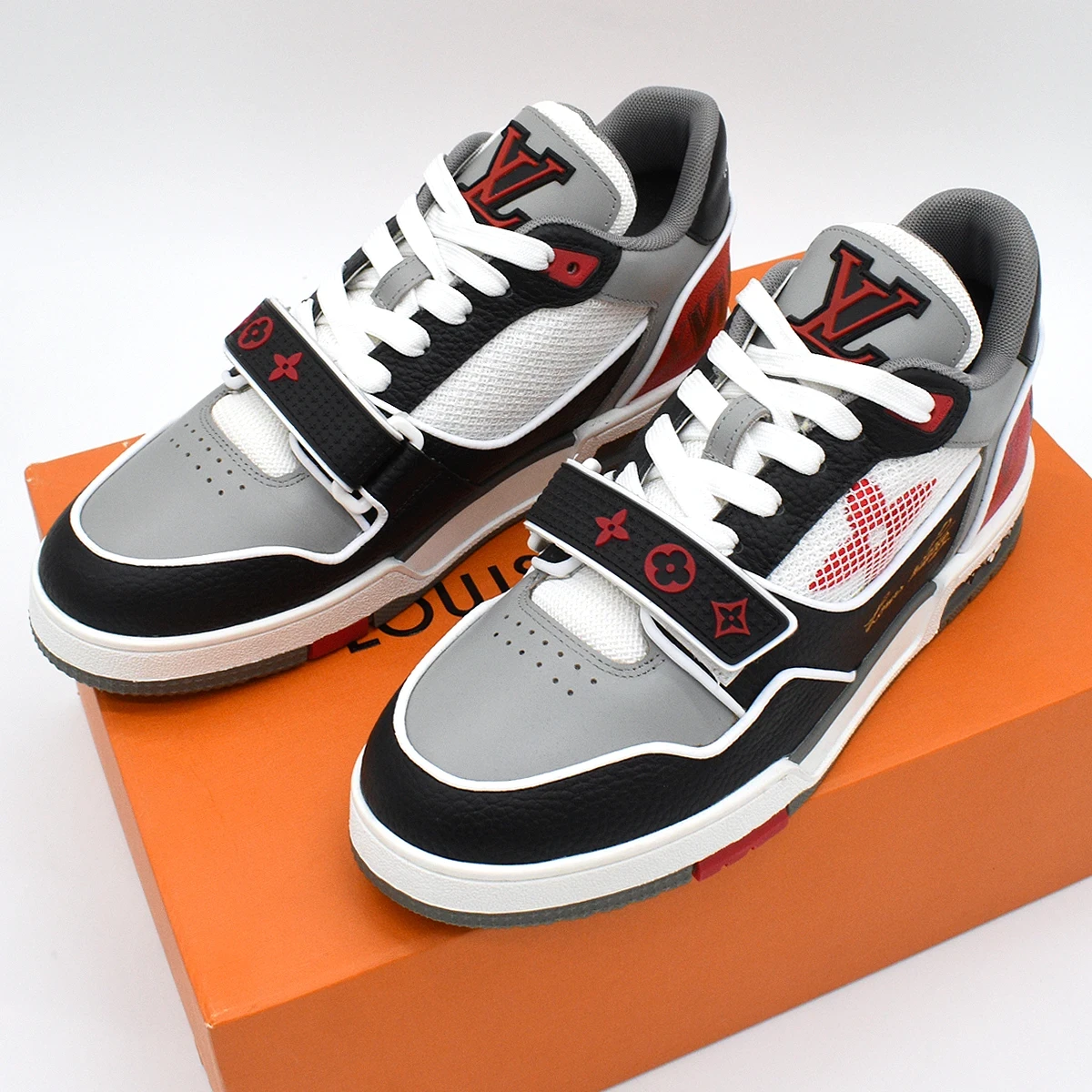 LV Trainer Monogram denim velcro 4