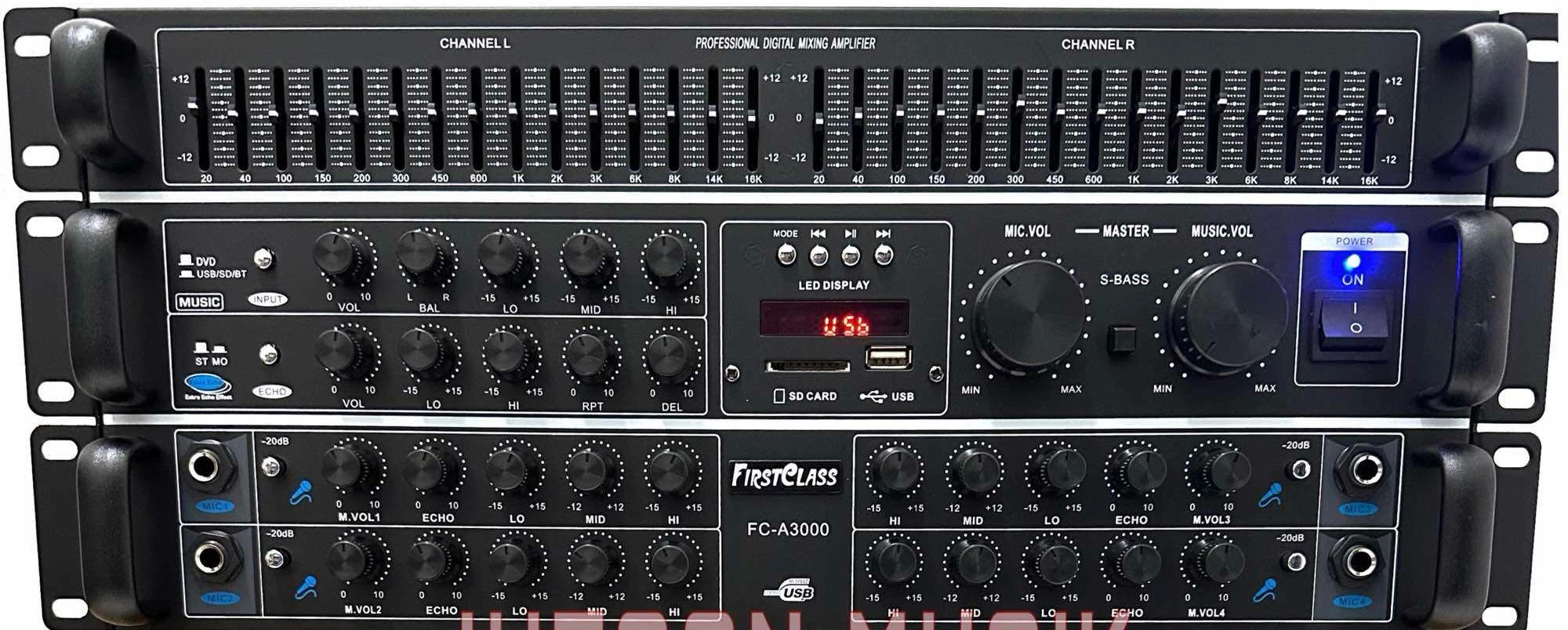 AMP AMERICAN AUDIO PM6000BS PRECIO: 2050BS Amplificador de potencia Bluetooth, USB, tarjeta SD FCA  600 vatios x 2 Ecualizador gráfico de 2 canales y 15 bandas 99 DSP Efectos DSP de doble motor de 24 bits Control de micrófono: -200B, volumen, bajos, bajos, agudos Control de música: volumen, balance, bajos, medios, agudos Control de efectos: bajos, altos, reverberación, del, revertir Volumen y programa DSP Compatible con Bluetooth, USB y tarjeta SD Volumen principal, música y micrófono Selector de graves Ventilador Salidas de altavoz: 4 (4 ohmios - 16 ohmios) Salidas de audio de línea: 2 y entrada de DVD 4