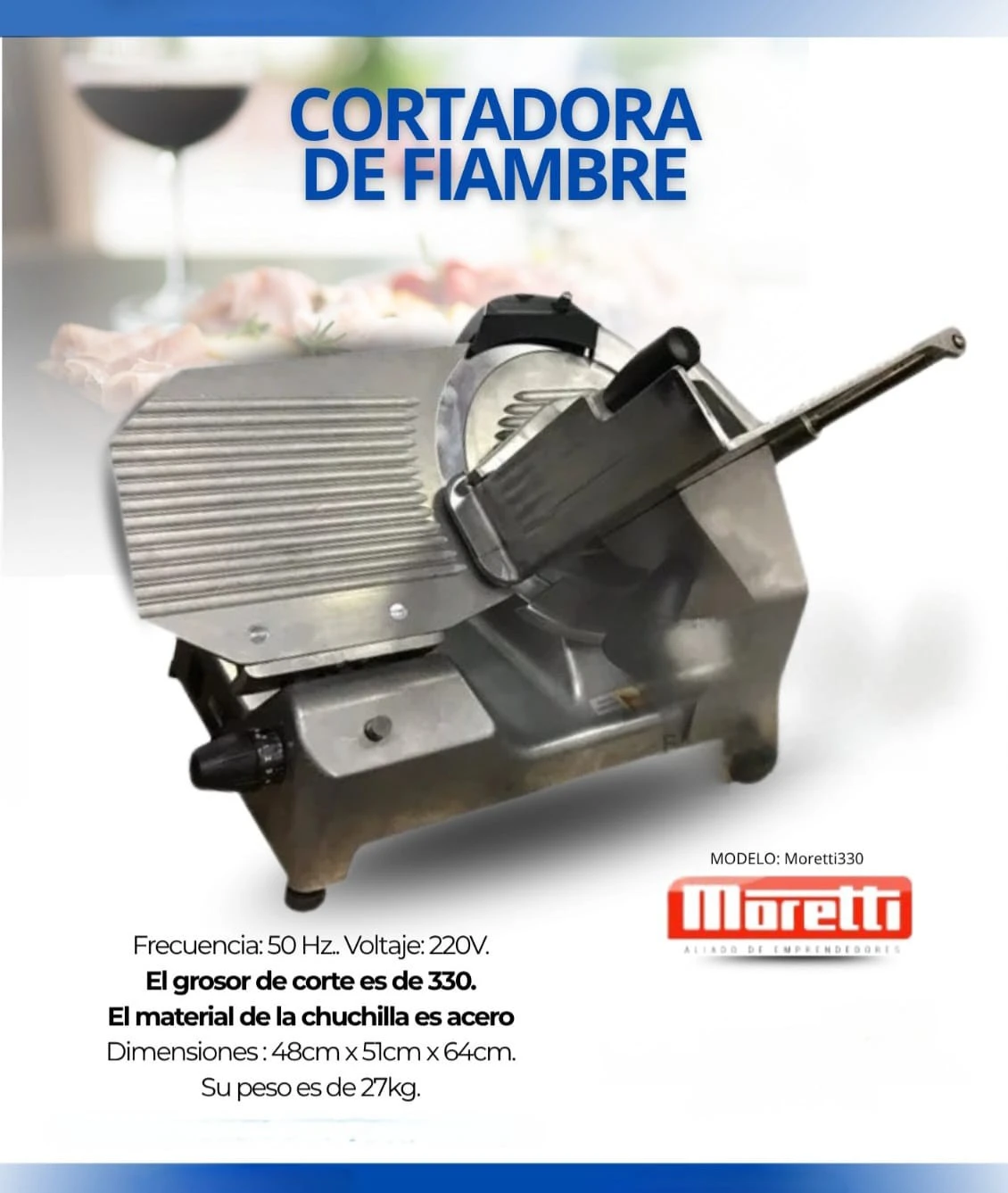 CORTADORA DE FIAMBRE MORETTI PROFESIONAL IDEAL PARA COMERCIOS