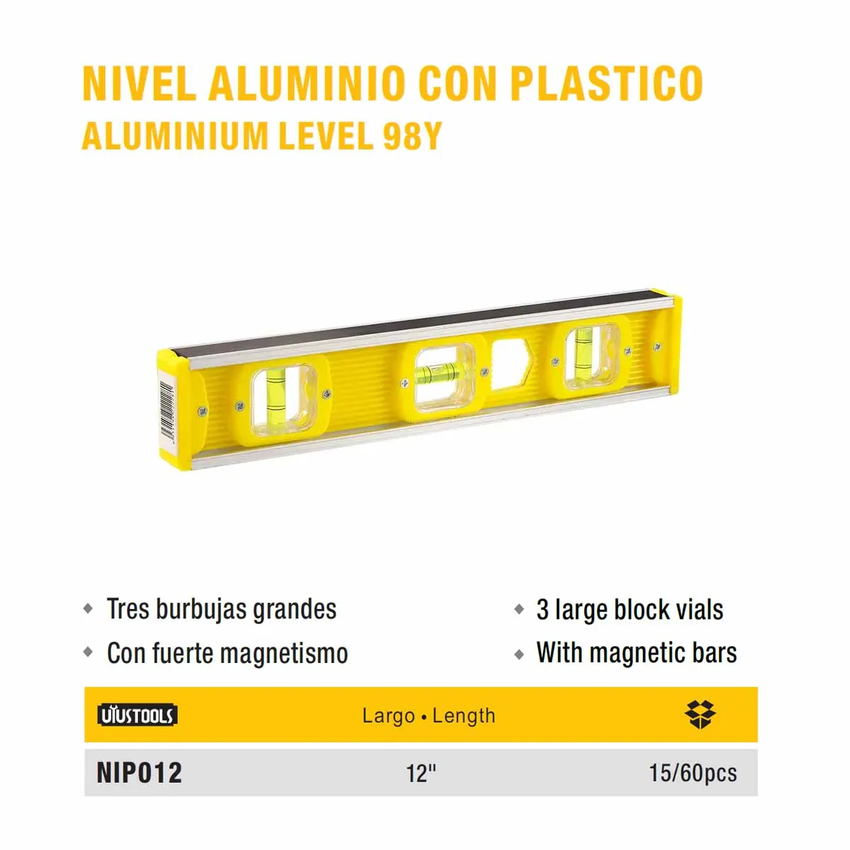NIVEL ALUM PLAST UYUST 12"