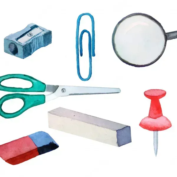 Tijeras,gomas, sacapuntas,clip ,broches,grapas