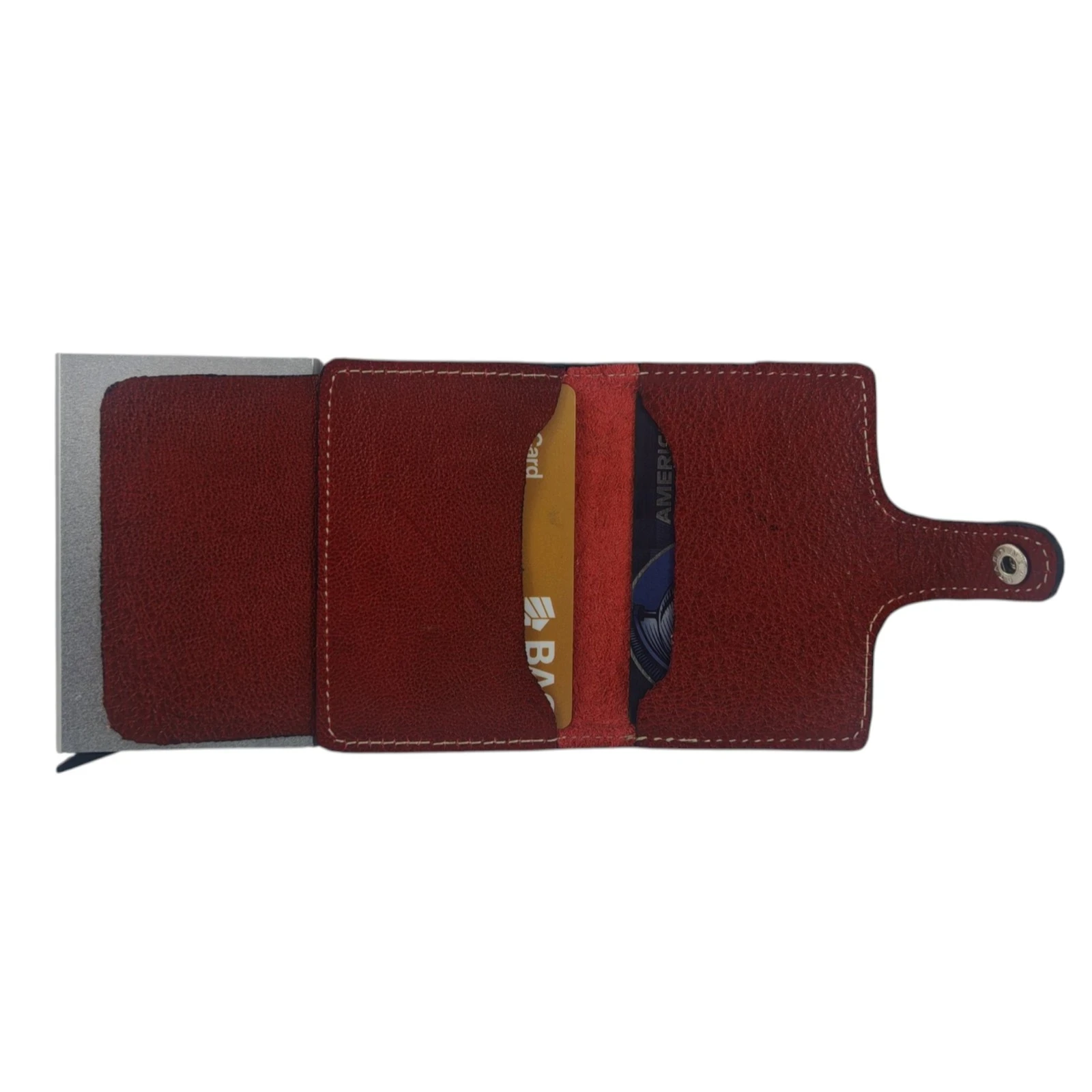 Tarjetero con protección anticlonacion cuero  ROJO 5