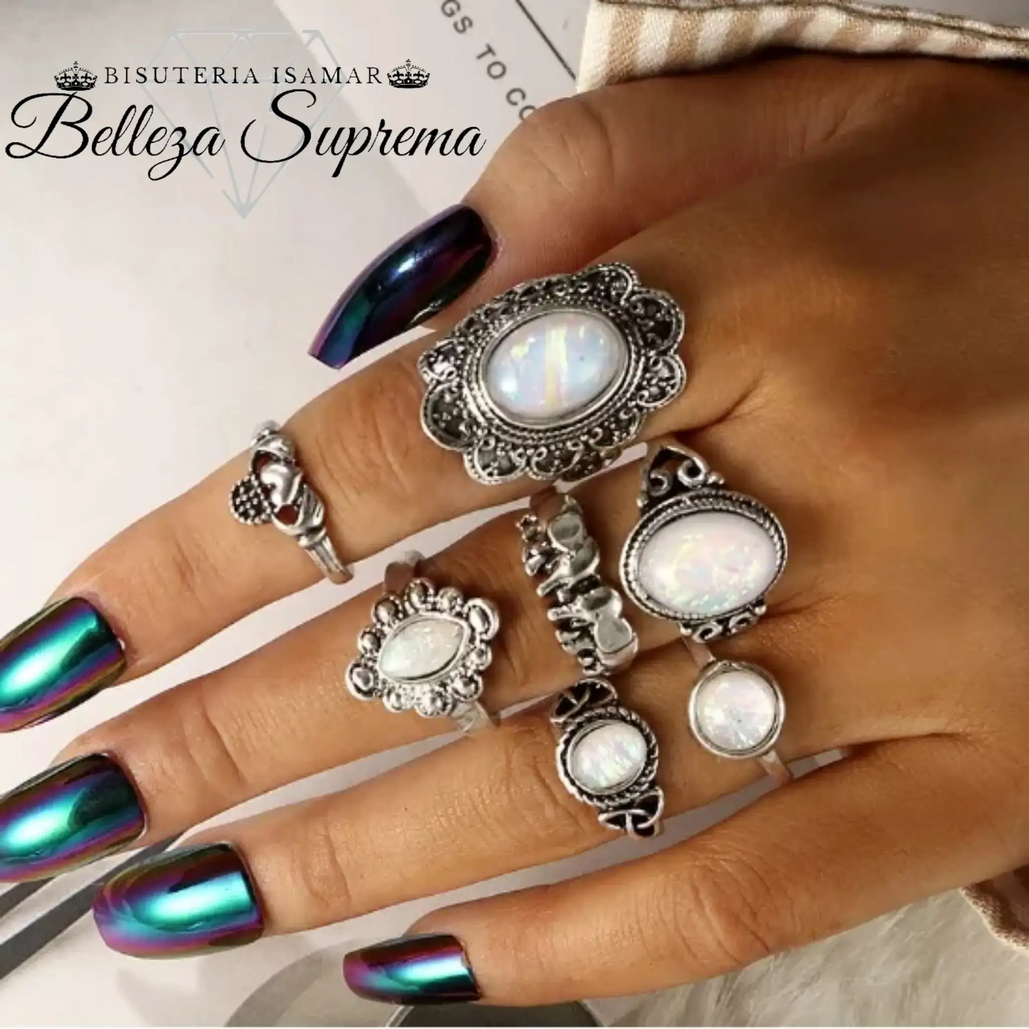 SET DE ANILLOS EN PLATA QUEMADA 3