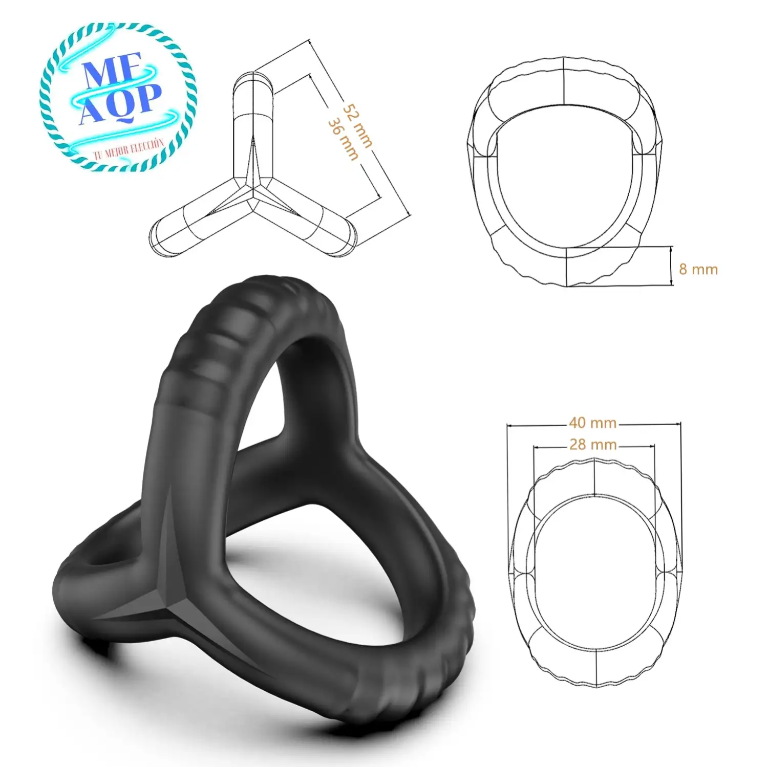 ANILLO PARA EL PENE TRIPLE CON PERLAS