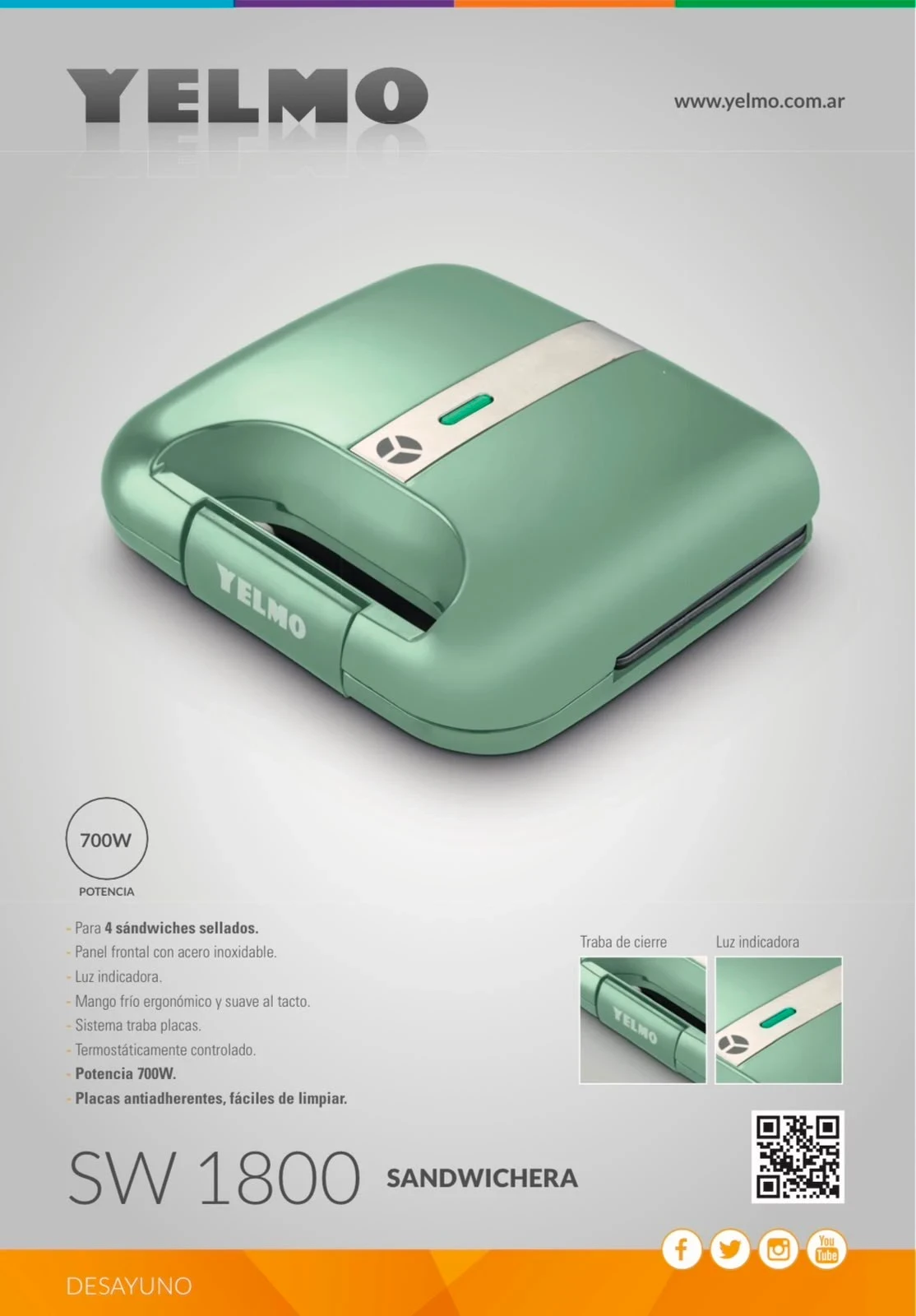 SANDWICHERA YELMO SW-1800V