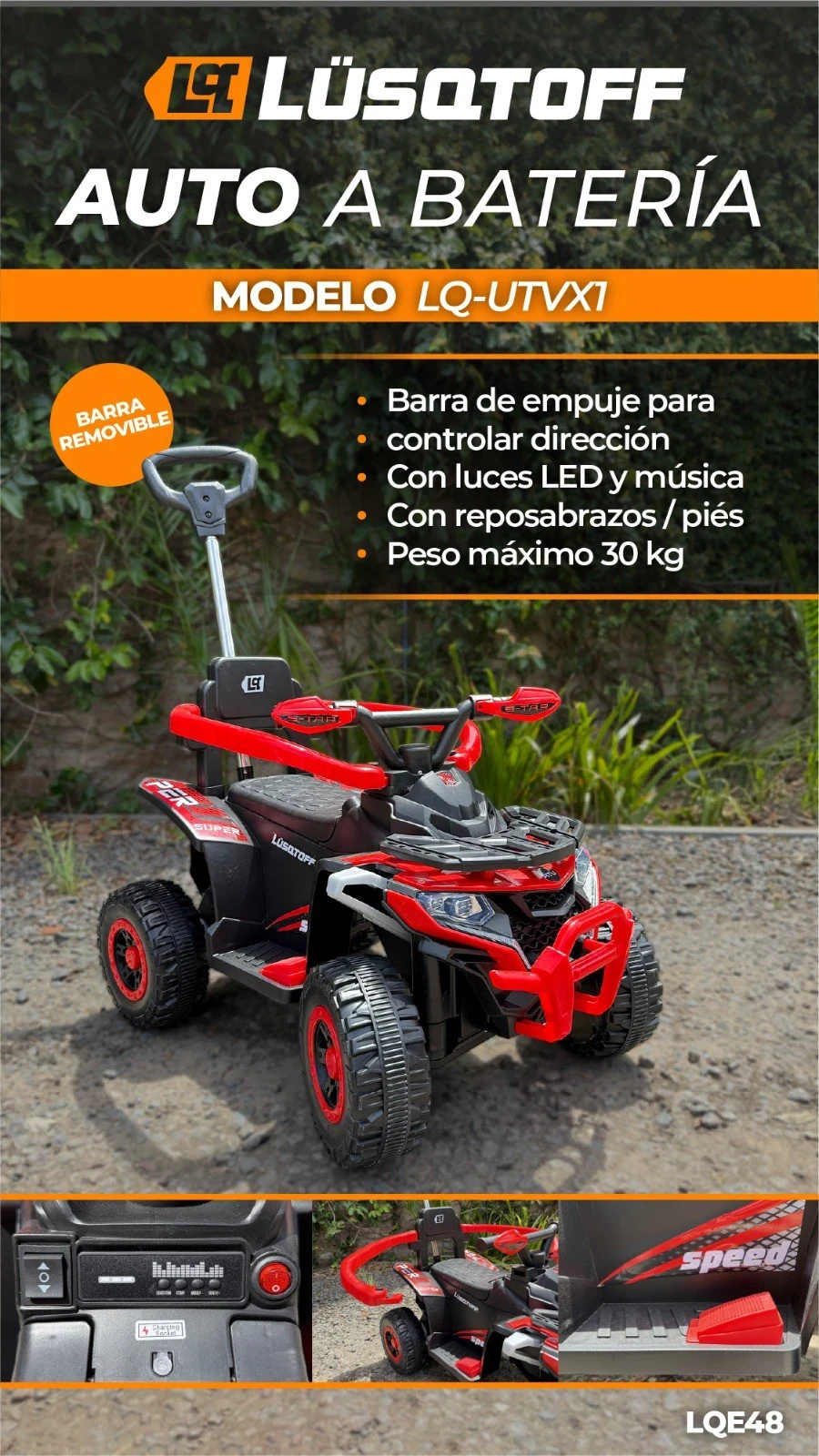 CUATRICICLO A BATERÍA LUSQTOFF LQ-UTVX1