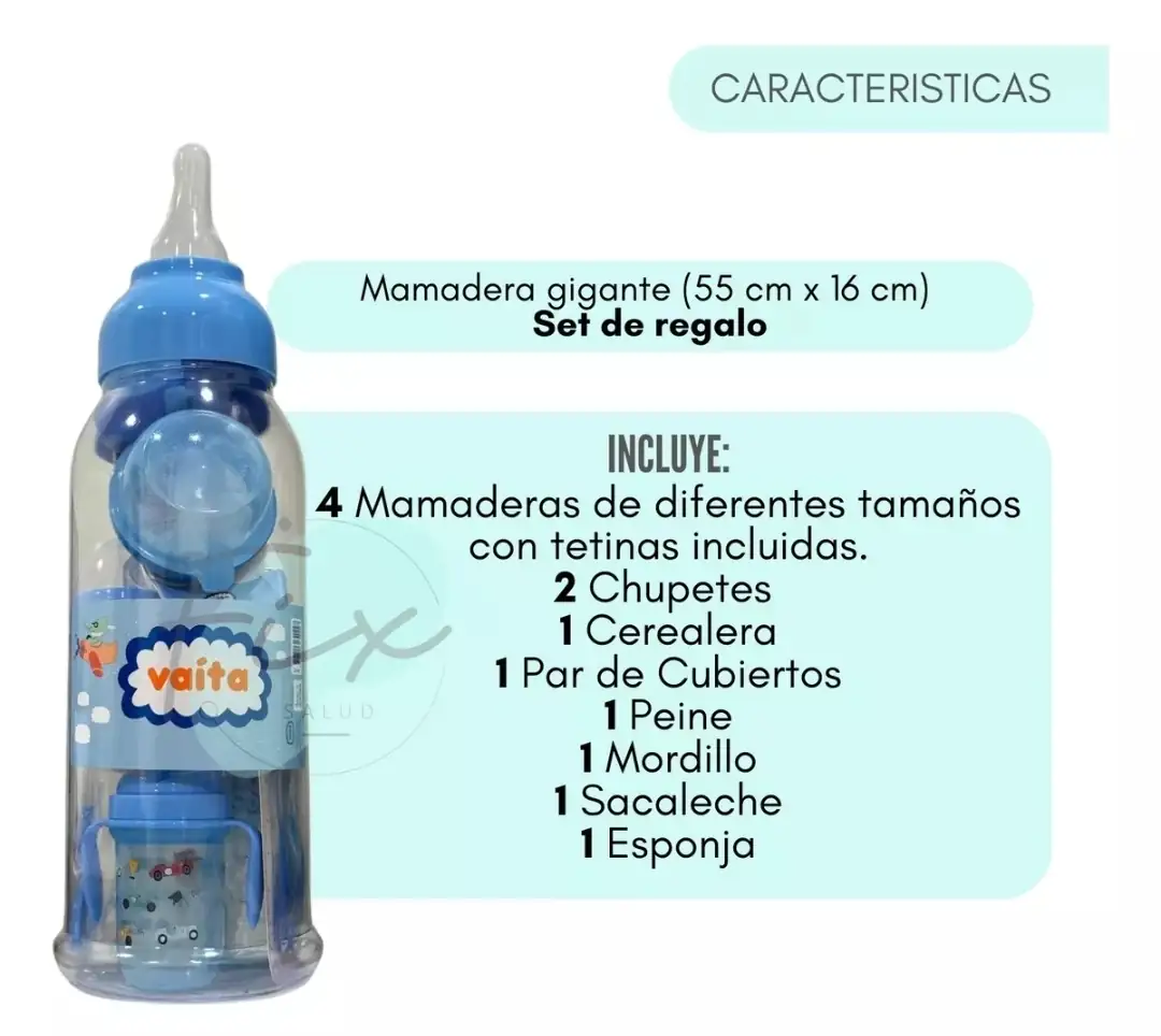 (Codigo 3011)Mamadera Gigante Con Accesorios Para Regalo Set Bebe Vaita  2