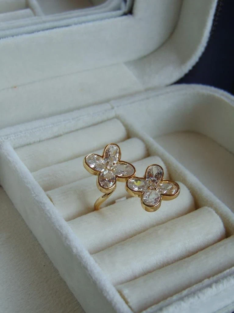 ANILLO ACERO DOR 2 FLORES TALLAS