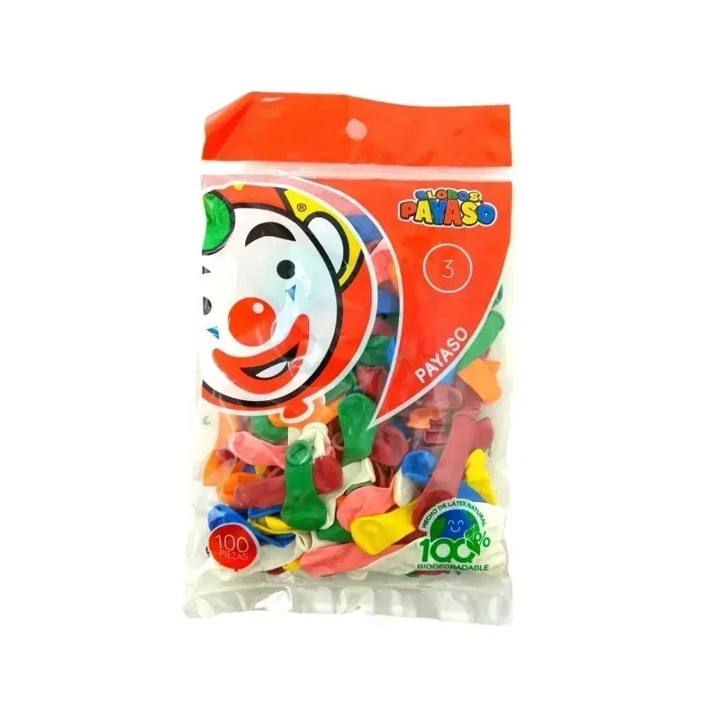 Globo de colores c/100 #3 payaso 3