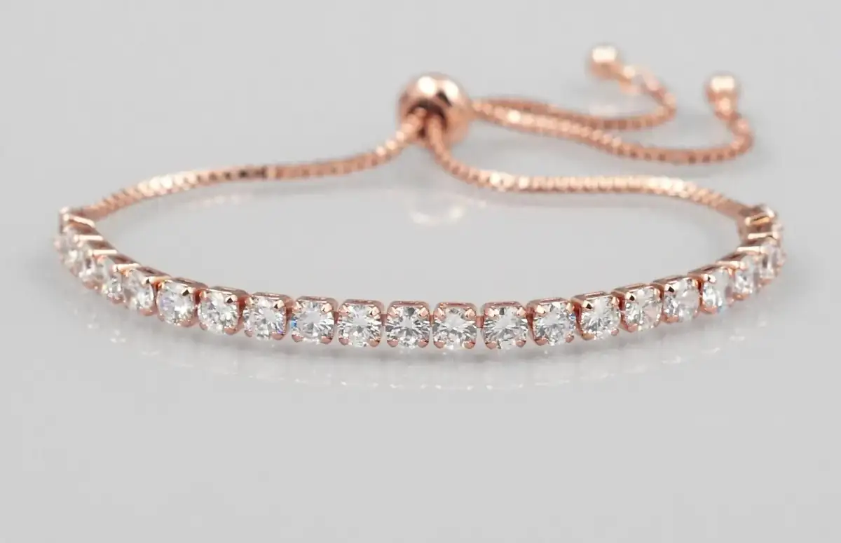 Pulsera Oro Rosa Circones Blancos REF: L331 2