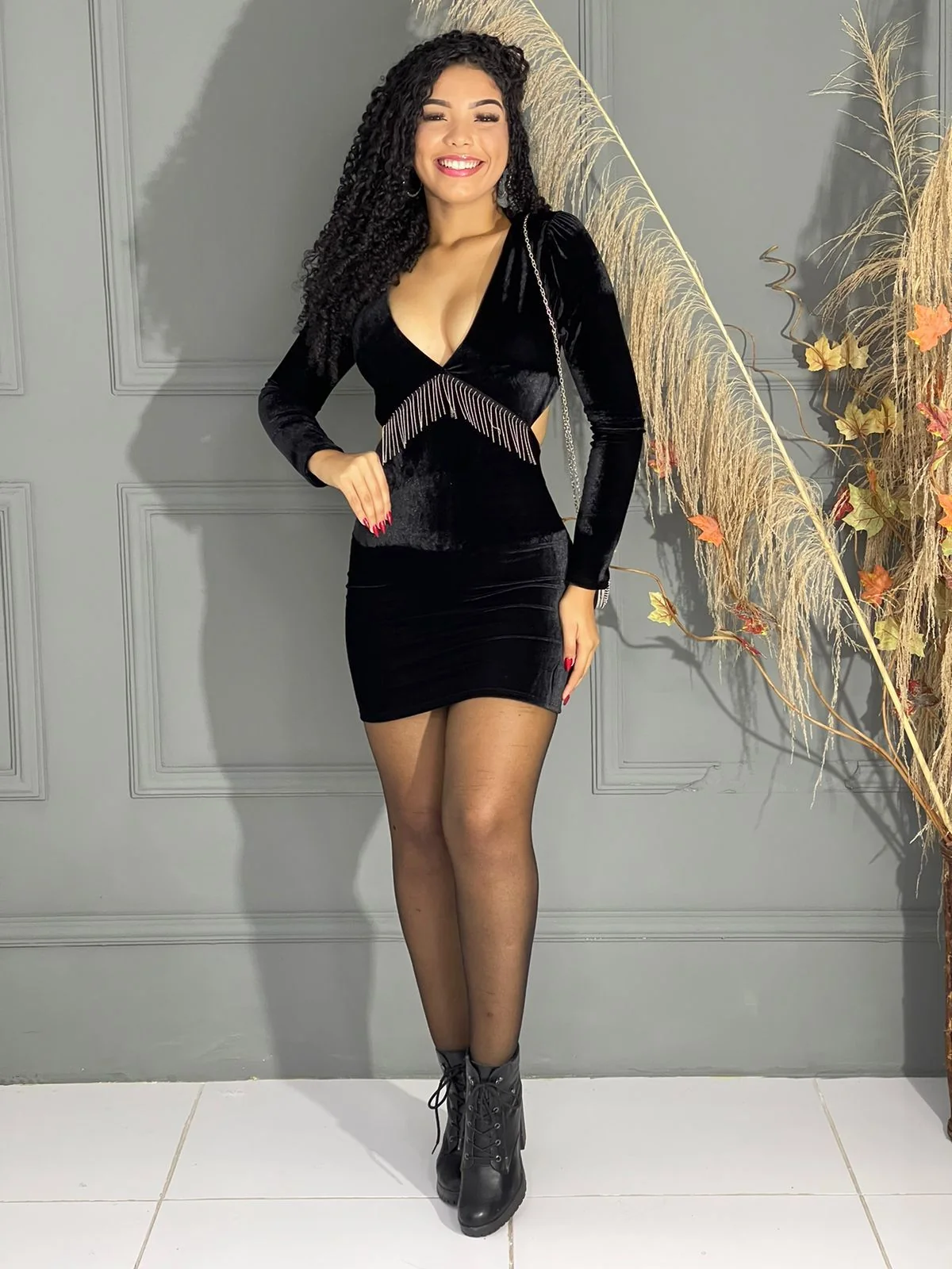 Vestido de luxo em alta qualidade aleludado 3