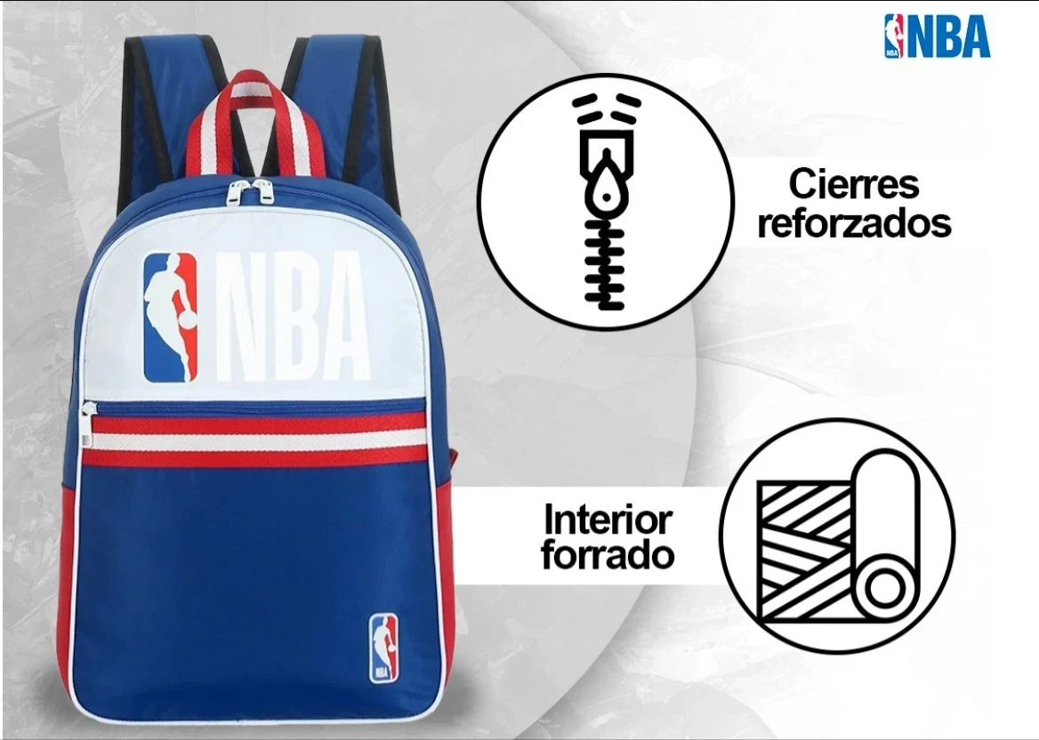 Mochila Urbana Nba Oficial Portanotebook Importada Blanco/azul Lis17o 4