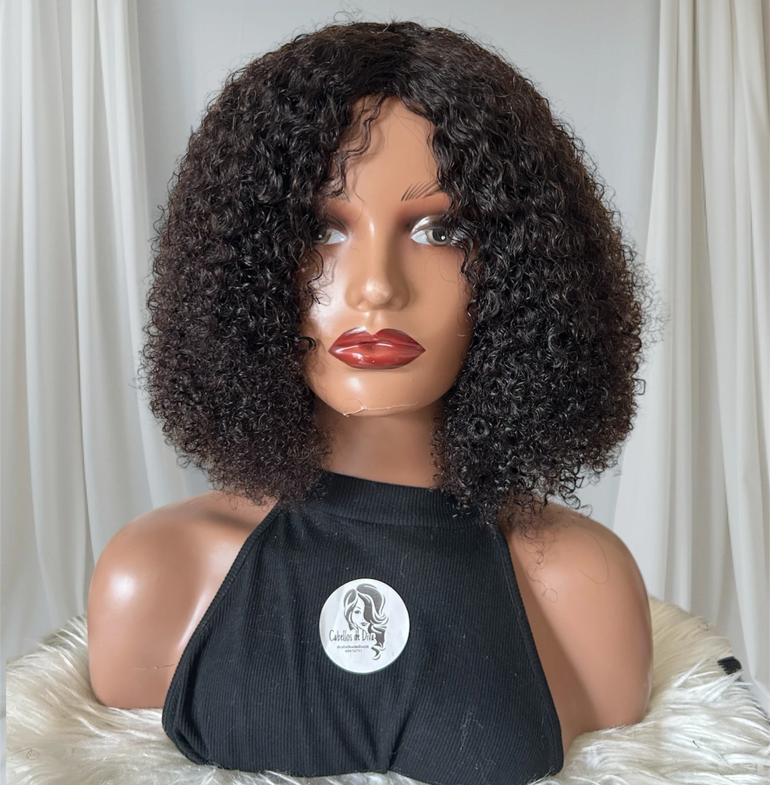 Peluca kinky afro de cabello humano 14”  4