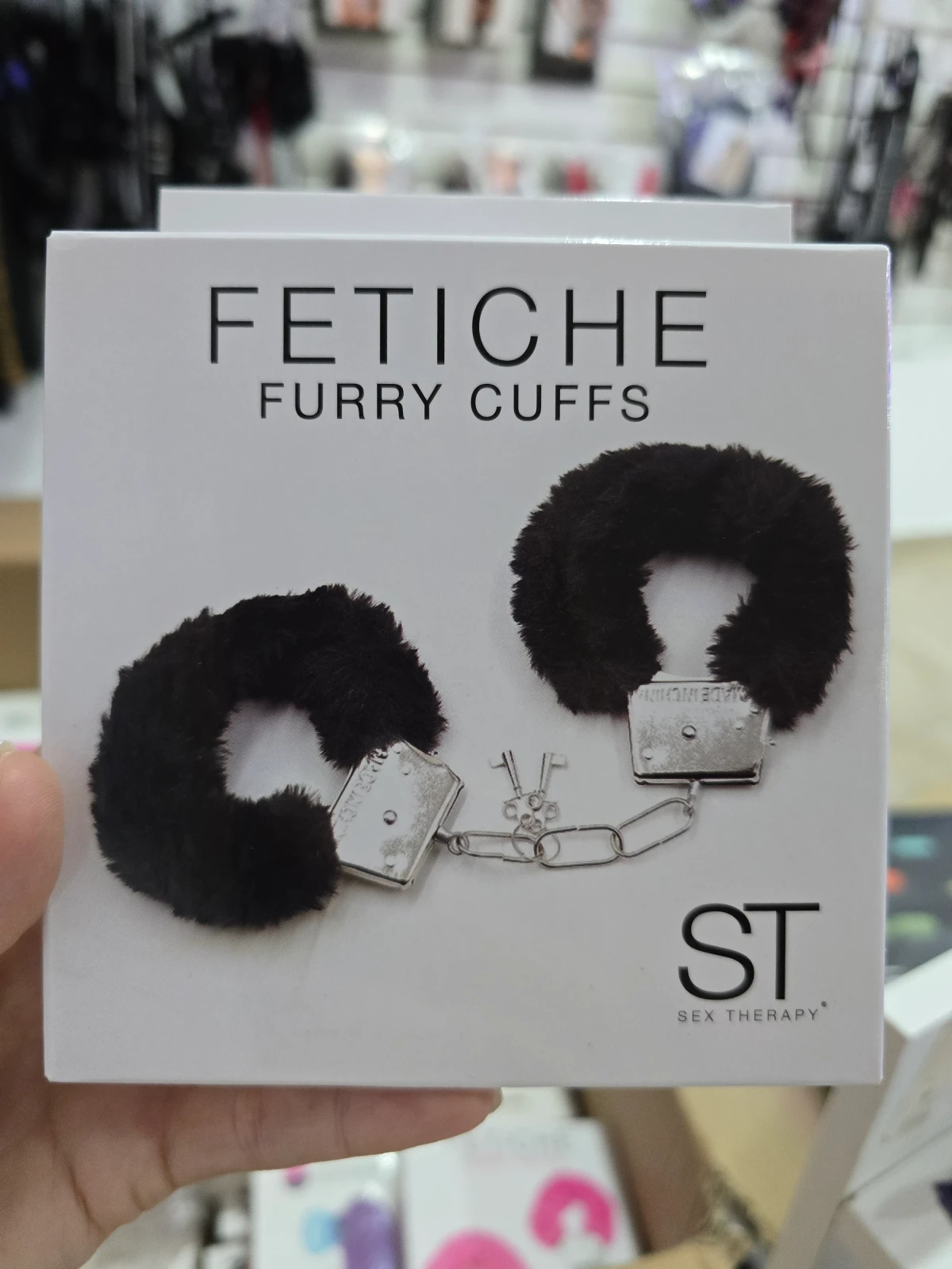 Esposas de Metal con Peluche Negras + 2 Llaves