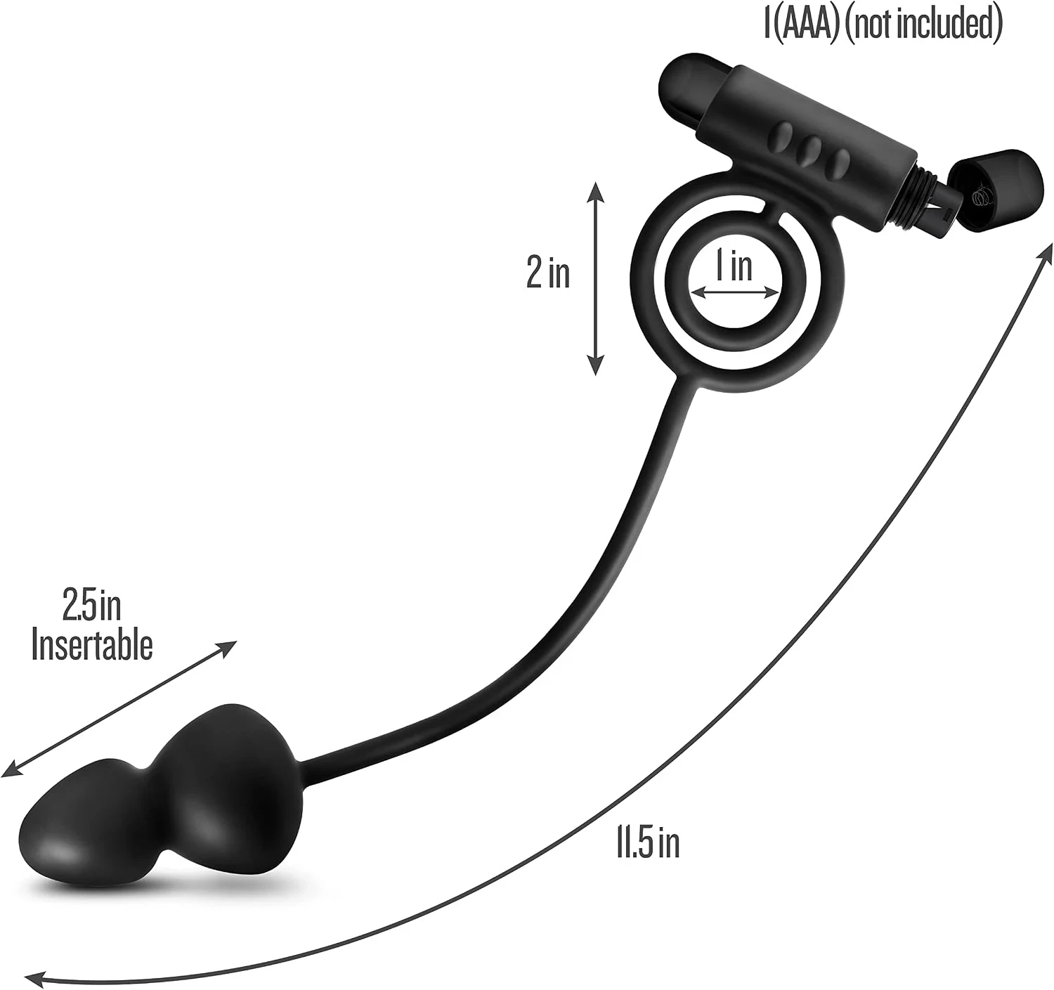 Anal Adventures Platinum - Silicone Anal Plug with Vibrating C-Ring - Black 3