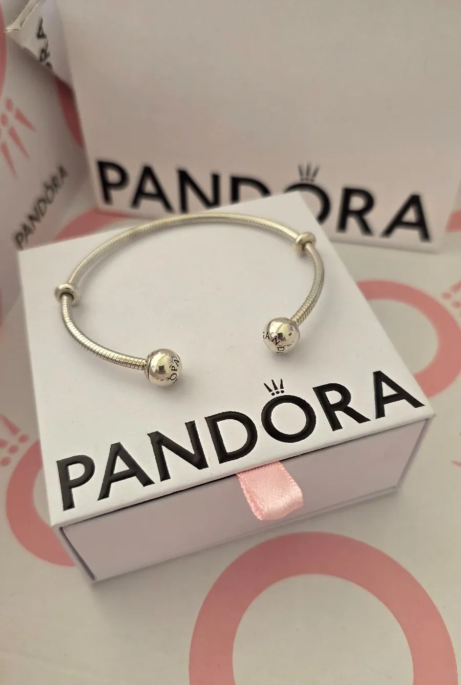 Pandora open bangle silver moments bracelet  3