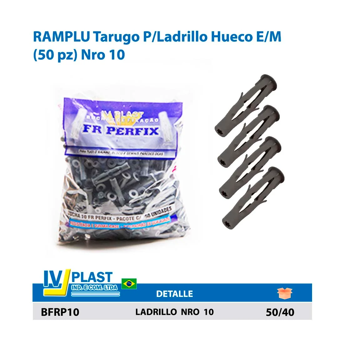 RAMPLU Tarugo P/Ladrillo Hueco E/M (50 pz) Nro 10 