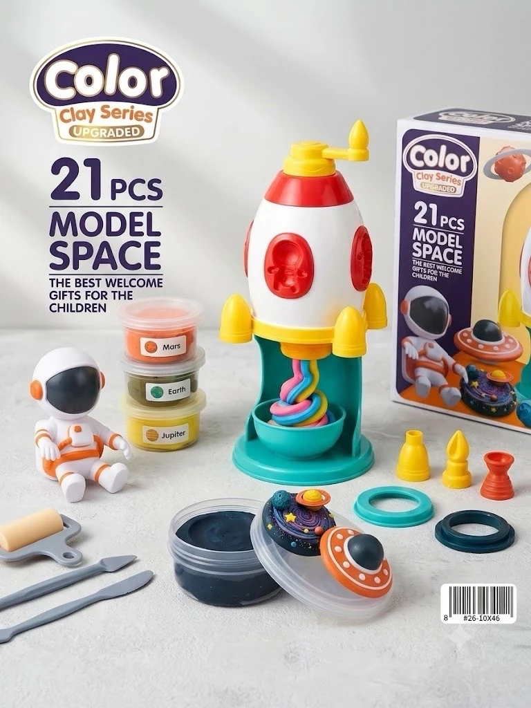 Juego de Plastilina Máquina Cohete Espacial 21 Pzs con Moldes y Masas 2