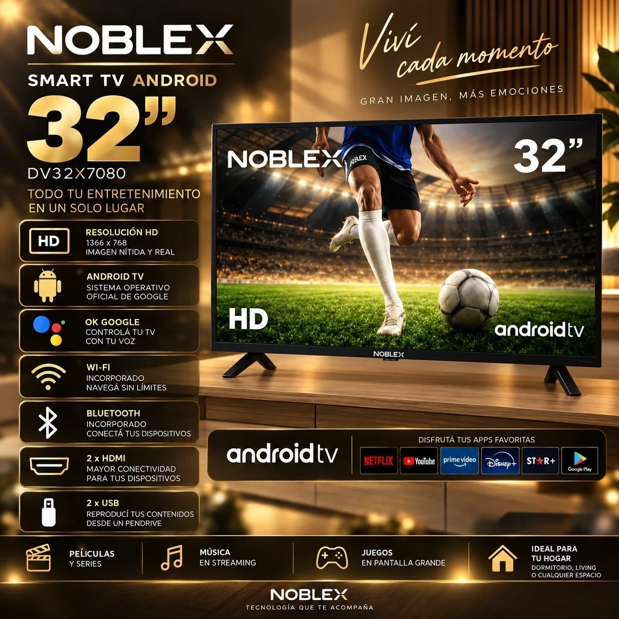 SMART TV NOBLEX 32 C/ANDROID TV CONSULTAR DISPONIBILIDAD CON EL VENDEDOR