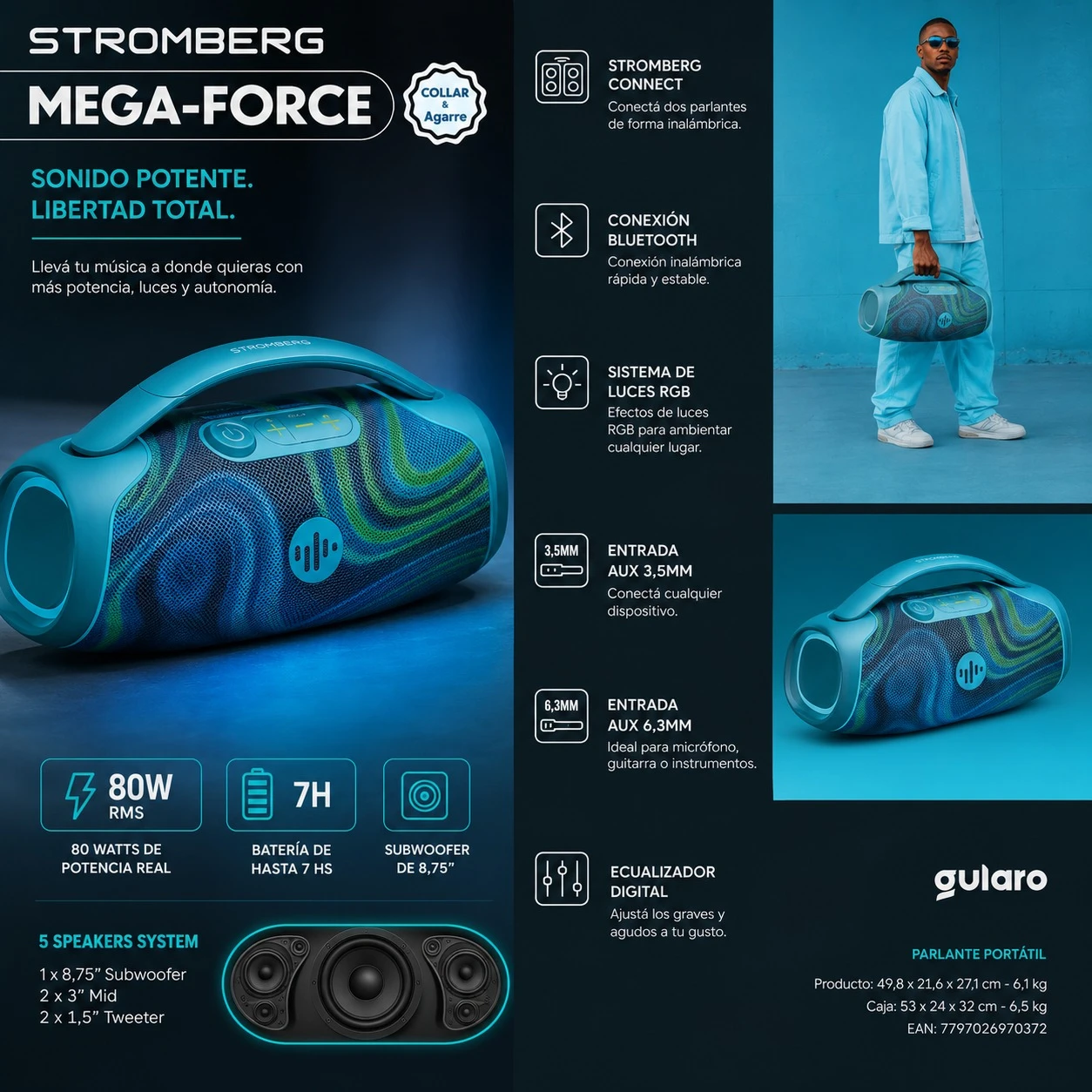 PARLANTE PORTATIL STROMBERG MEGA FORCE