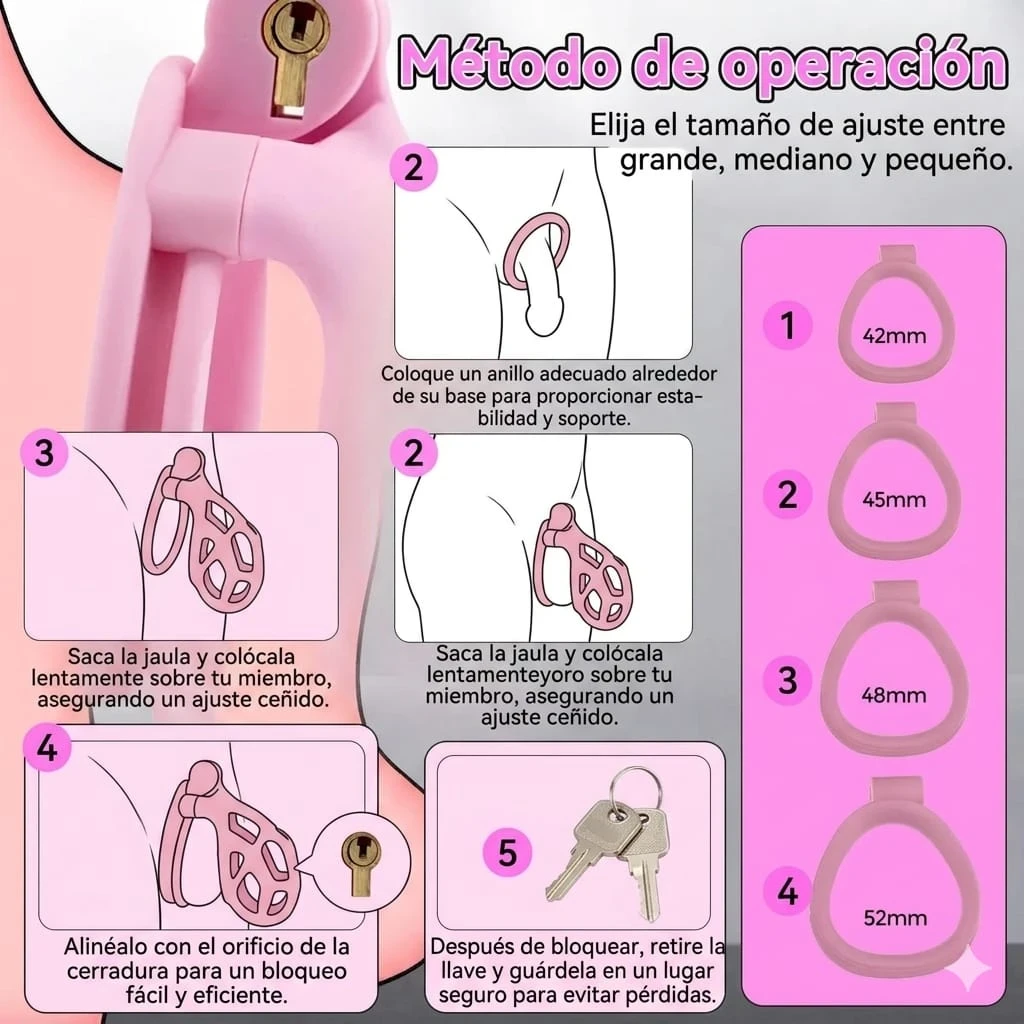 Mini Jaula Masculina De Castidad Con 4 Aros