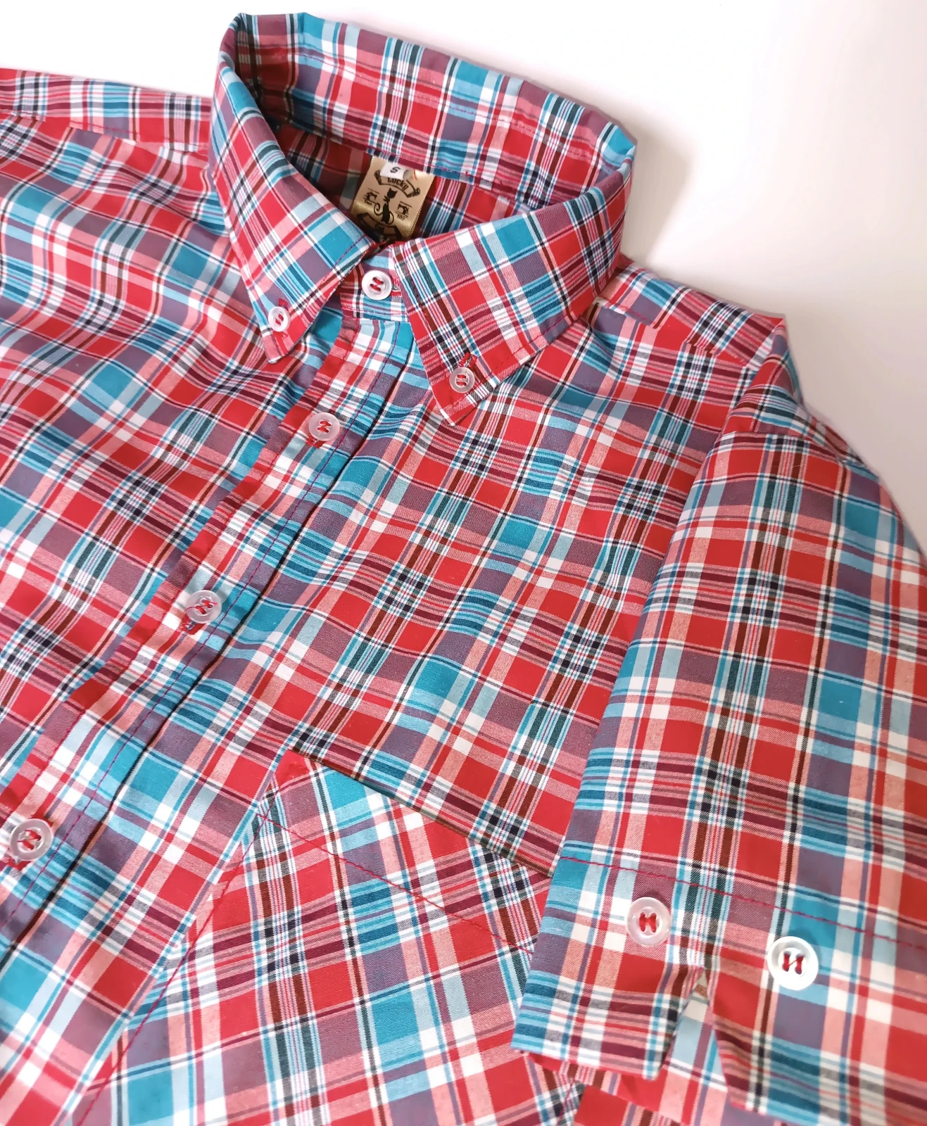 Camisa cuadros rojos con azul  2