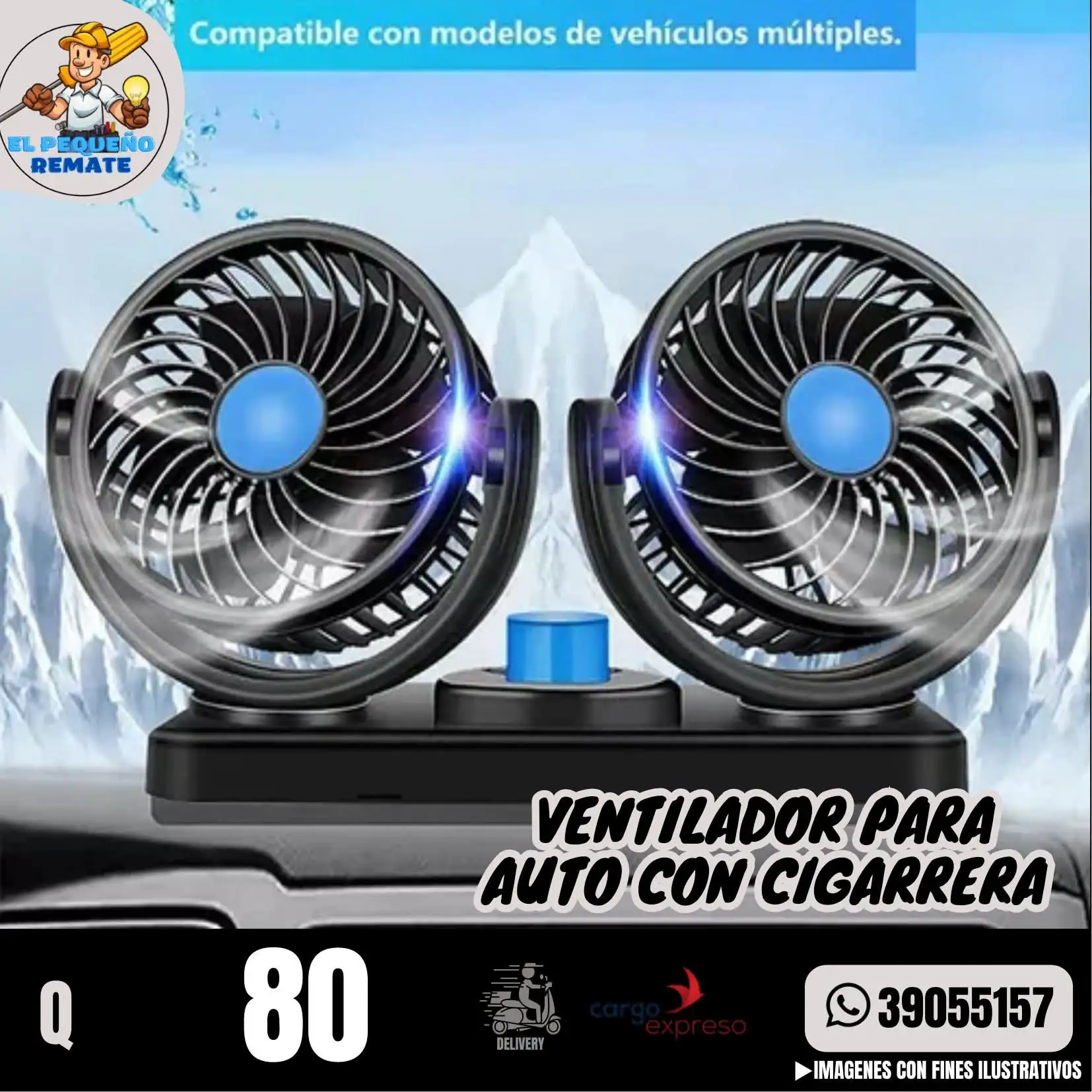 VENTILADOR PARA CARRO DOBLE 3