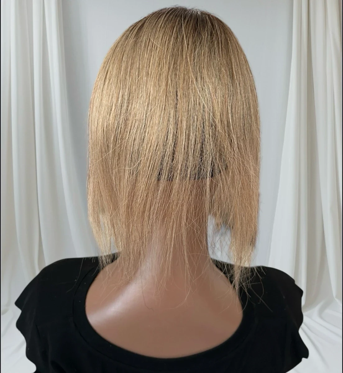 Topper de cabello humano 12 pulgada, color marron claro degradado  7