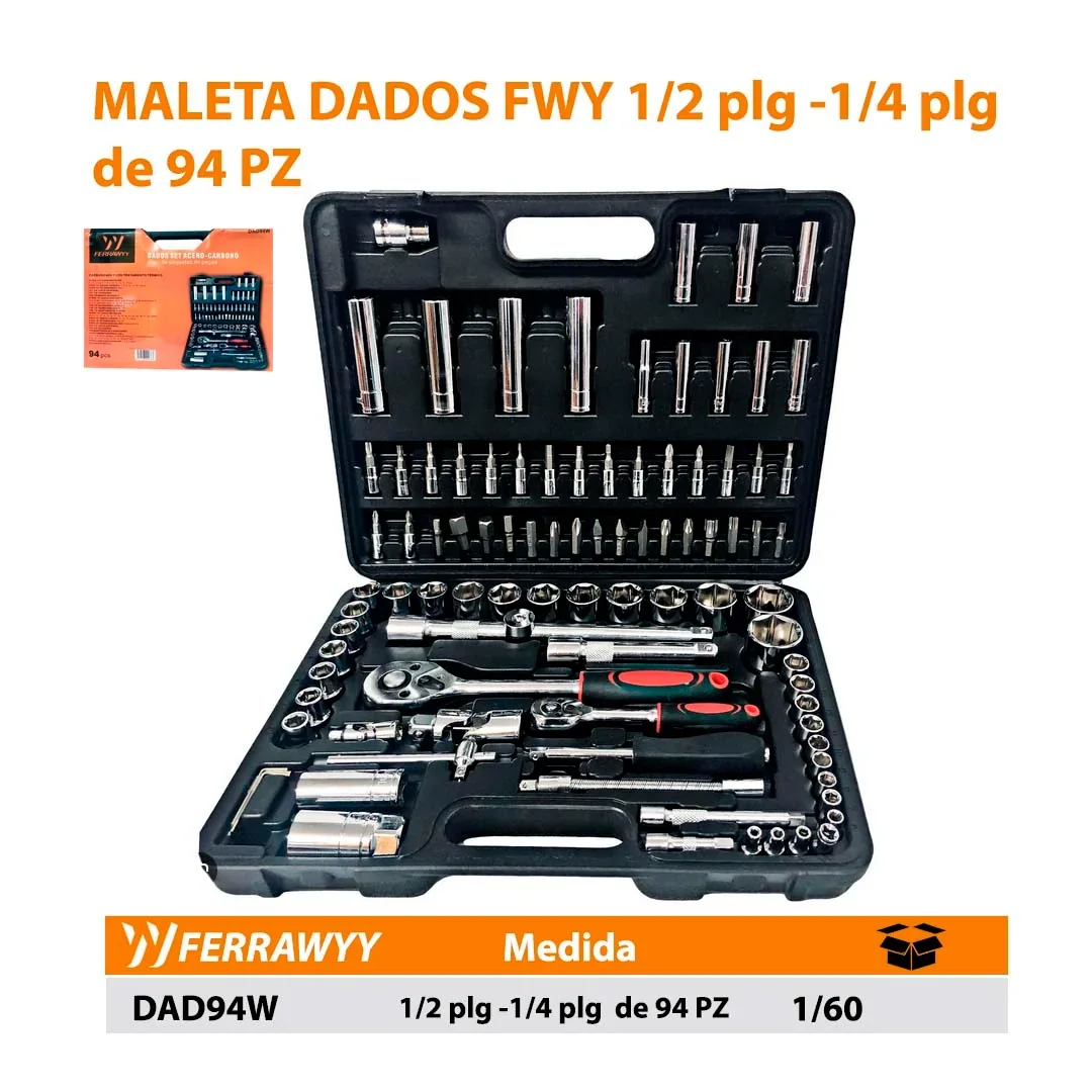 MALETA DADOS FWY 1/2"-1/4" de 94 PZ