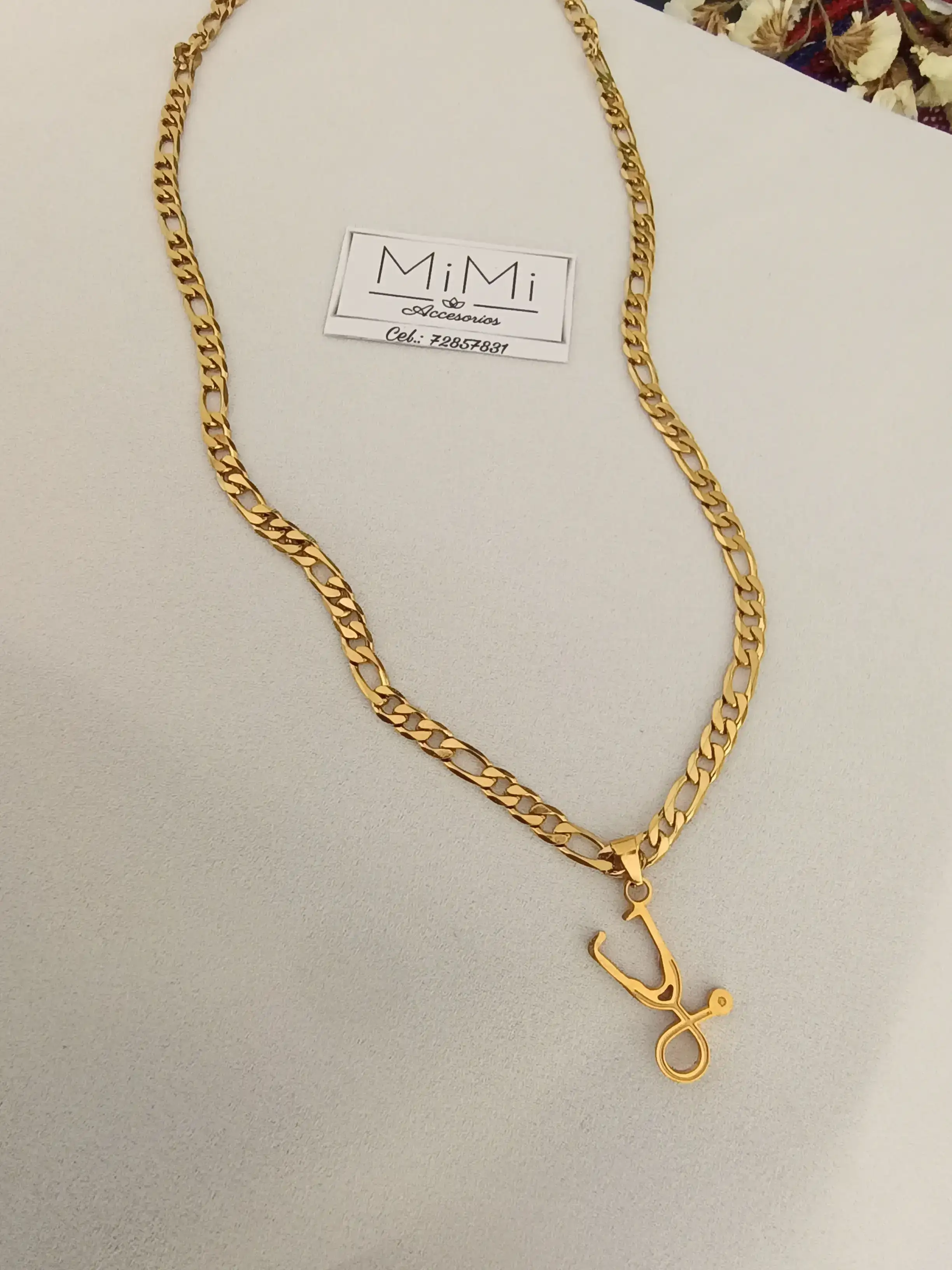 Cadena con dije de estetoscopio para profesional en medicina acero inoxidable 