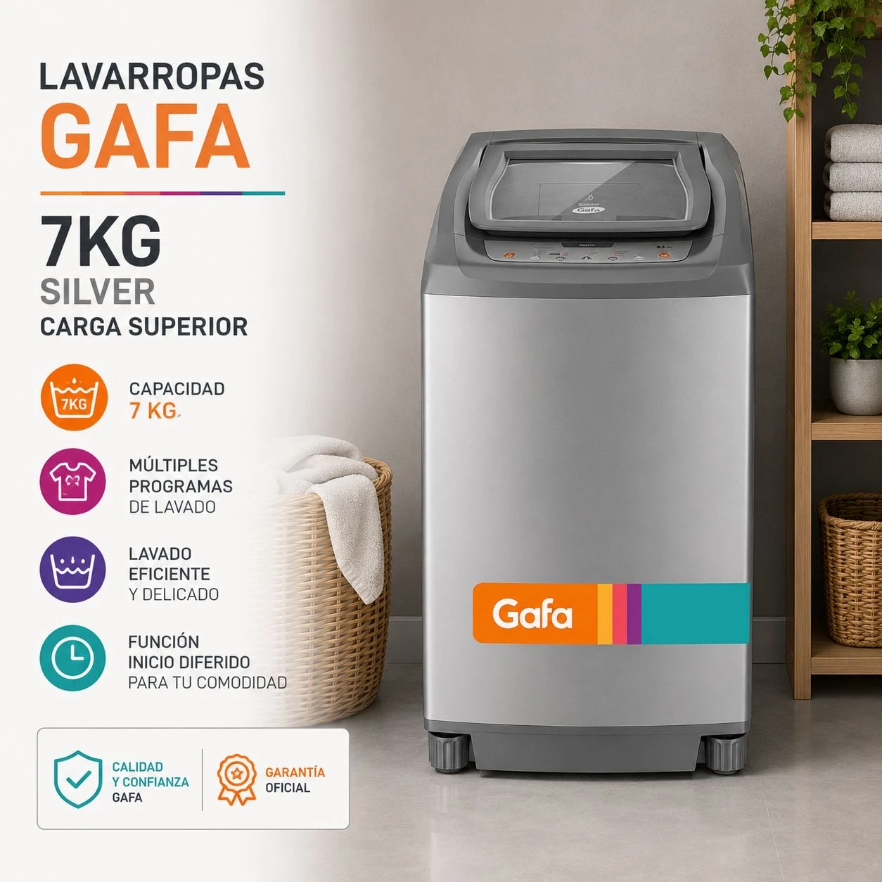 LAVARROPAS GAFA 7KG SILVER ‼️SOLO POR PEDIDO‼️