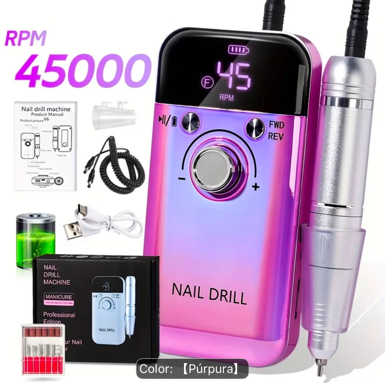 lumera beuty drill inalambrico 45.000 revoluciones + press on.jfif