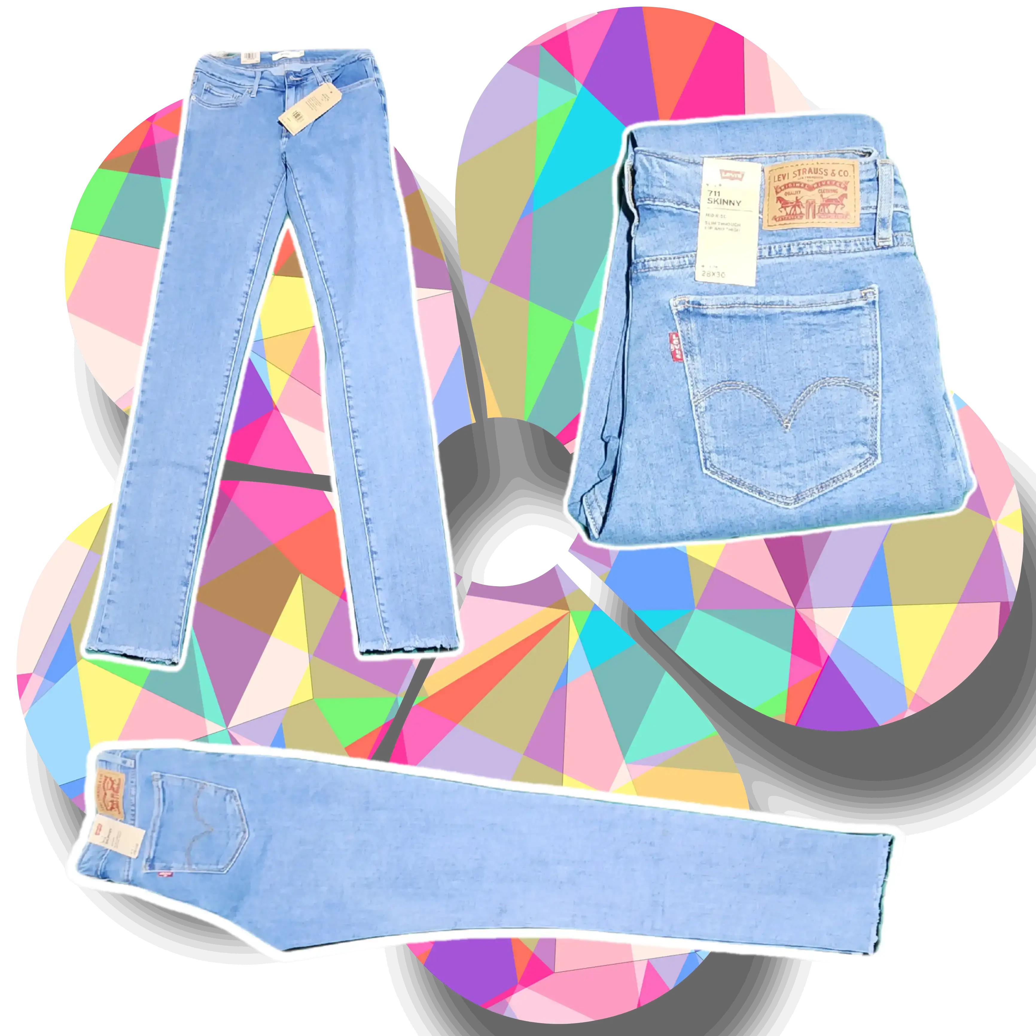 Jeans dama Modelo 711 mide rise skinny Cintura media 