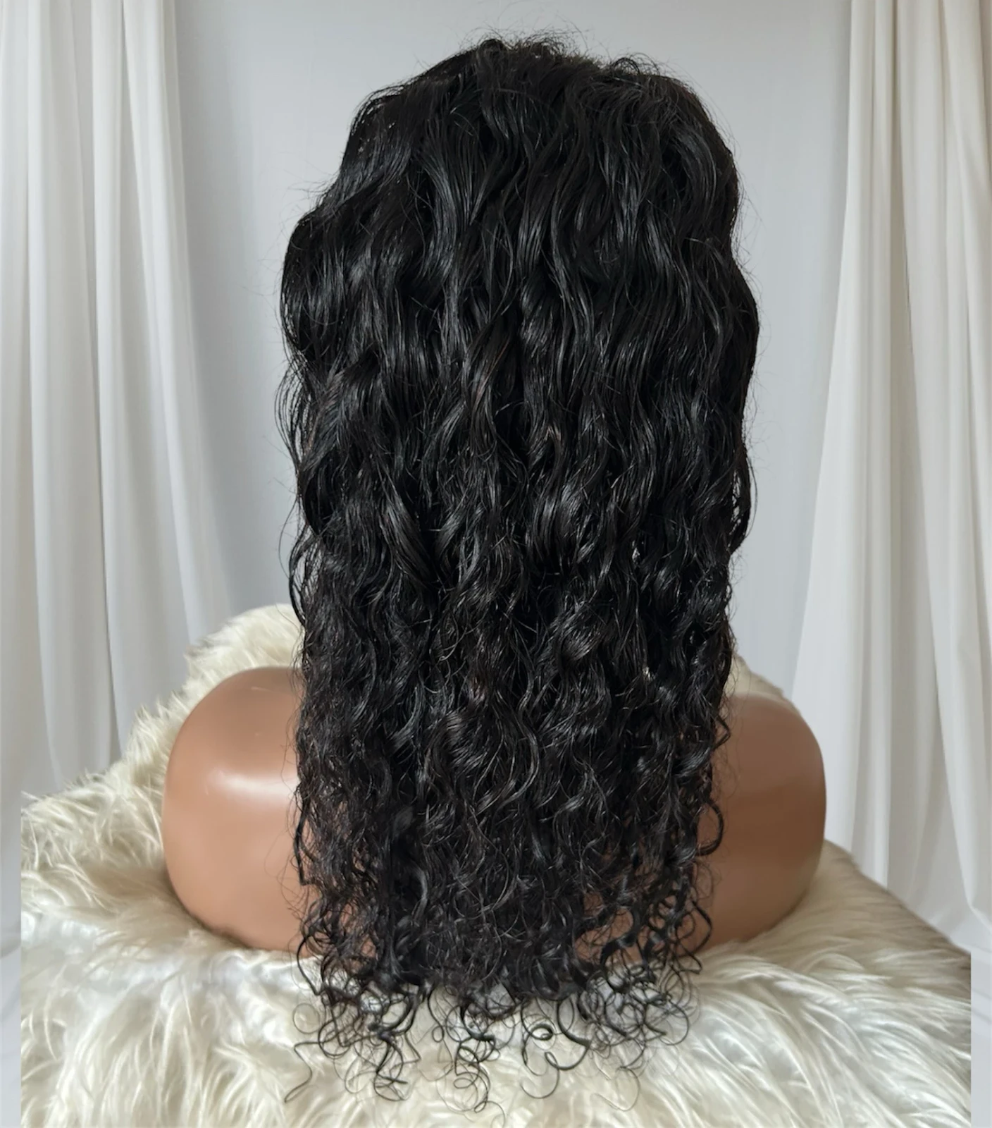 Cola de cabello humano rizado 22 pulgadas, color natural  2