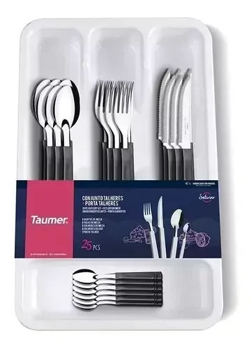 Set Cubiertos Taumer Negro + Porta Cubiertos