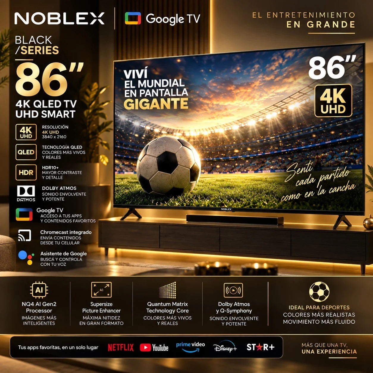 SMART TV NOBLEX 86 C/ANDROID TV CONSULTAR DISPONIBILIDAD CON EL VENDEDOR
