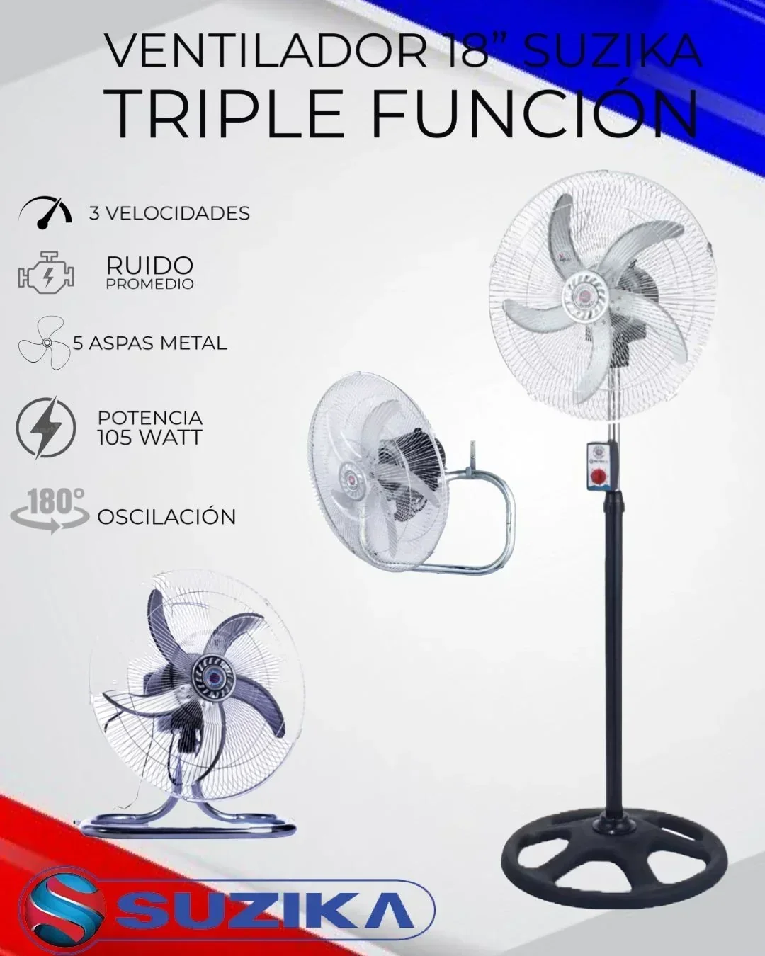 Ventilador Suzika 18" 3 En 1